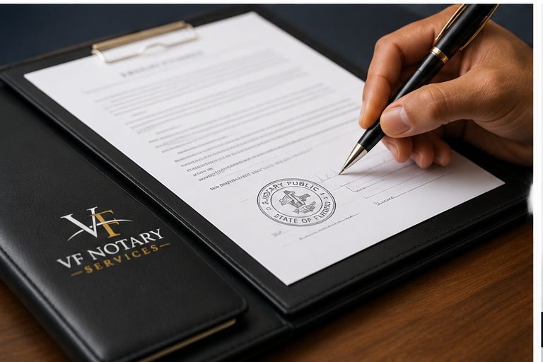 Notary completing a document signing